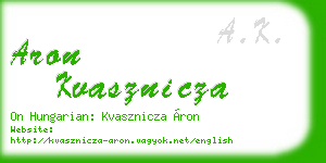 aron kvasznicza business card